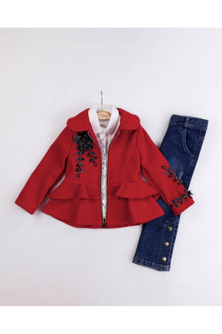 Wholesale Girl's 3-Piece Cashmere Jacket Jeans Pants and Shirt Set 2-6Y - Brand: Miss Lore - Kids & Baby Clothes Wholesale - Globality Store