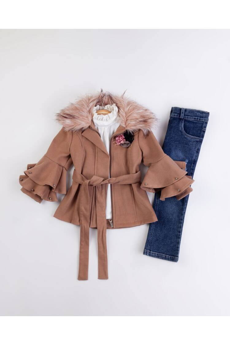 Wholesale Girl's 3-Piece Cashmere Jacket Jeans Pants Shirt Set 2-6Y - Brand: Miss Lore - Kids & Baby Clothes Wholesale - Globality Store