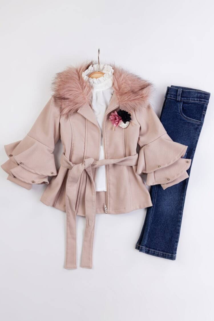 Wholesale Girl's 3-Piece Cashmere Jacket Jeans Pants Shirt Set 2-6Y - Brand: Miss Lore - Kids & Baby Clothes Wholesale - Globality Store