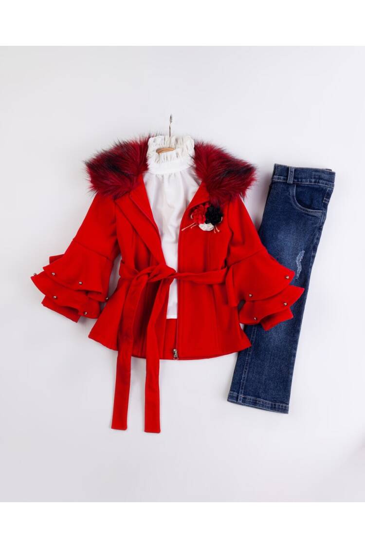 Wholesale Girl's 3-Piece Cashmere Jacket Jeans Pants Shirt Set 2-6Y - Brand: Miss Lore - Kids & Baby Clothes Wholesale - Globality Store