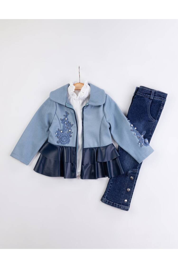 Wholesale Girl's 3-Piece Cashmere Jacket Jeans Pants Shirt Set 2-6Y - Brand: Miss Lore - Kids & Baby Clothes Wholesale - Globality Store