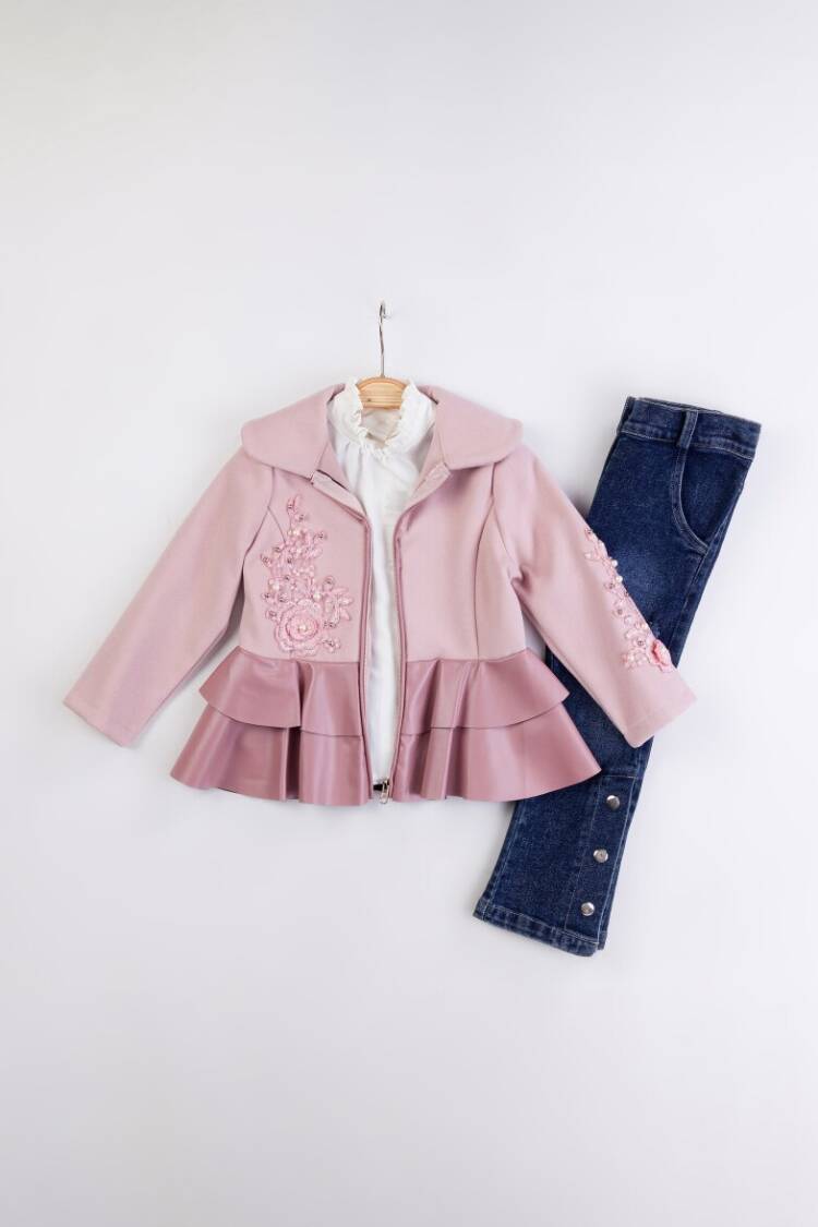 Wholesale Girl's 3-Piece Cashmere Jacket Jeans Pants Shirt Set 2-6Y - Brand: Miss Lore - Kids & Baby Clothes Wholesale - Globality Store