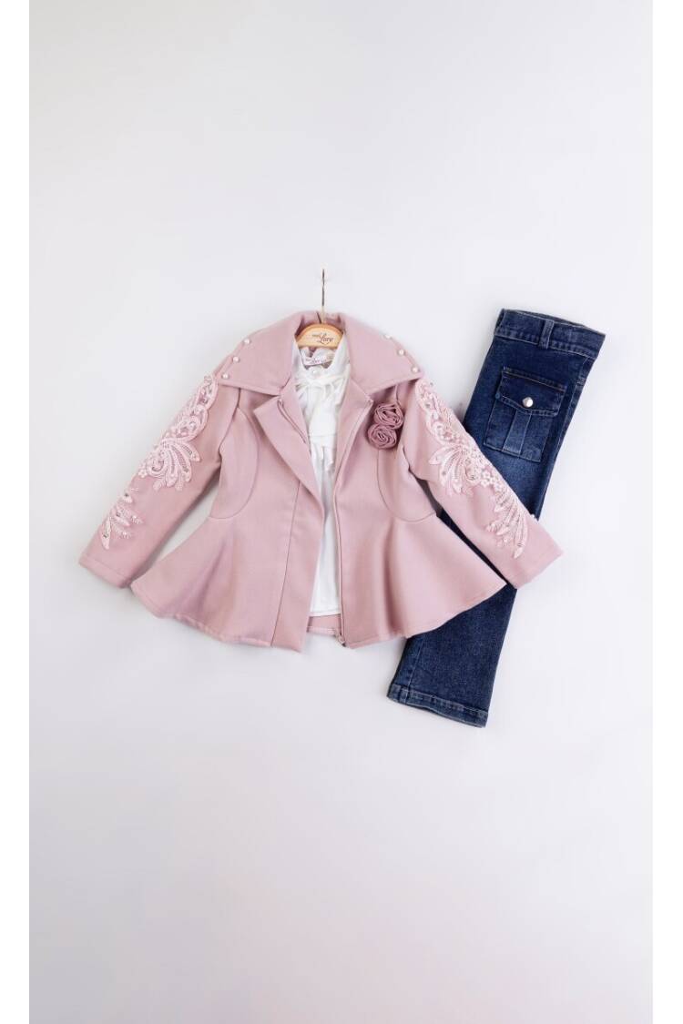Wholesale Girl's 3-Piece Cashmere Jacket Jeans Pants Shirt Set 2-6Y - Brand: Miss Lore - Kids & Baby Clothes Wholesale - Globality Store