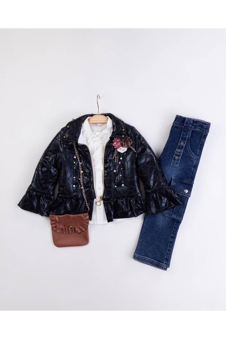 Wholesale Girl's 3-Piece Jacket Shirt Jeans Pants and Bag Set 2-6Y - Brand: Miss Lore - Kids & Baby Clothes Wholesale - Globality Store
