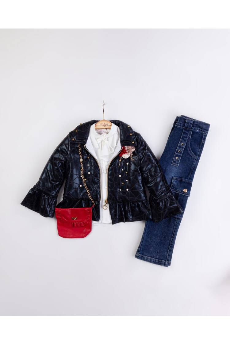 Wholesale Girl's 3-Piece Jacket Shirt Jeans Pants and Bag Set 2-6Y - Brand: Miss Lore - Kids & Baby Clothes Wholesale - Globality Store