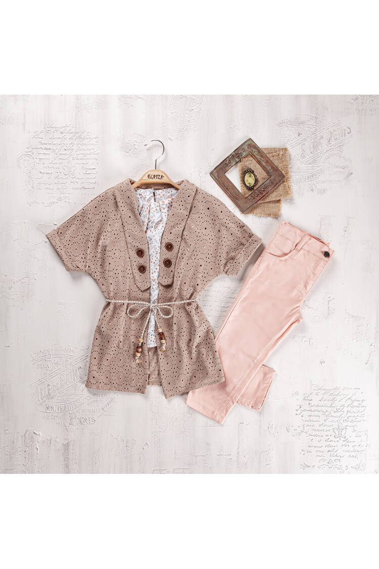 Wholesale Girls 3-Pieces Blouse, Cardigan and Pants Set 9-12Y - Brand: Elayza - Kids & Baby Clothes Wholesale - Globality Store