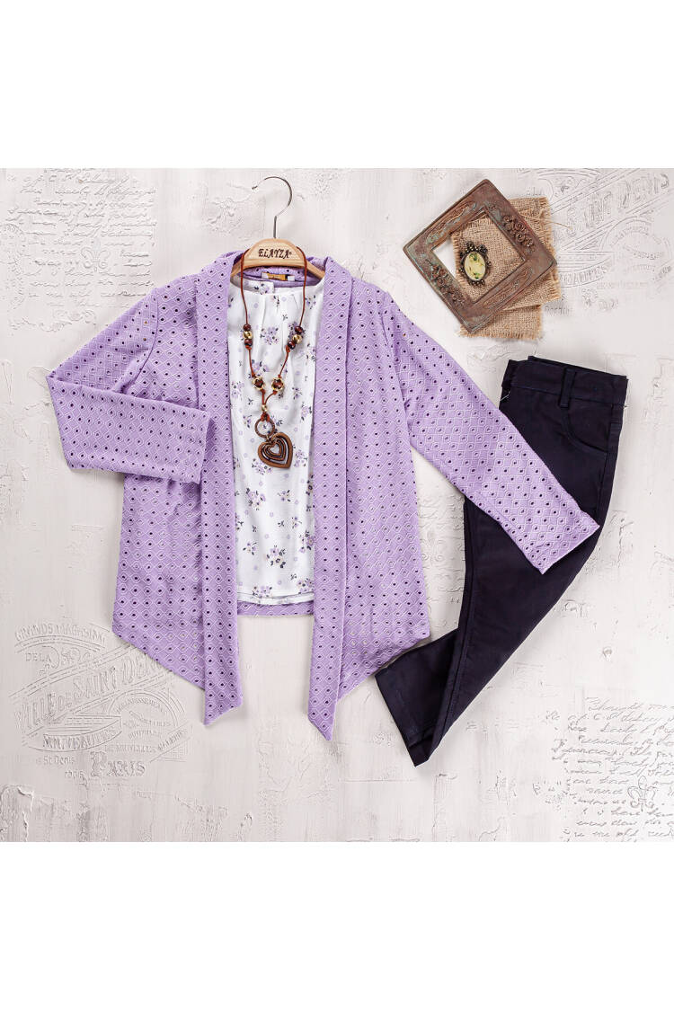 Wholesale Girls 3-Pieces Jacket, Blouse and Pants Set 9-12Y - Brand: Elayza - Kids & Baby Clothes Wholesale - Globality Store