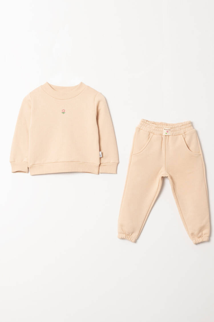 Wholesale Girl's Basic Tracksuit Set with Flower Detail 2-5Y - Brand: Tuffy - Kids & Baby Clothes Wholesale - Globality Store