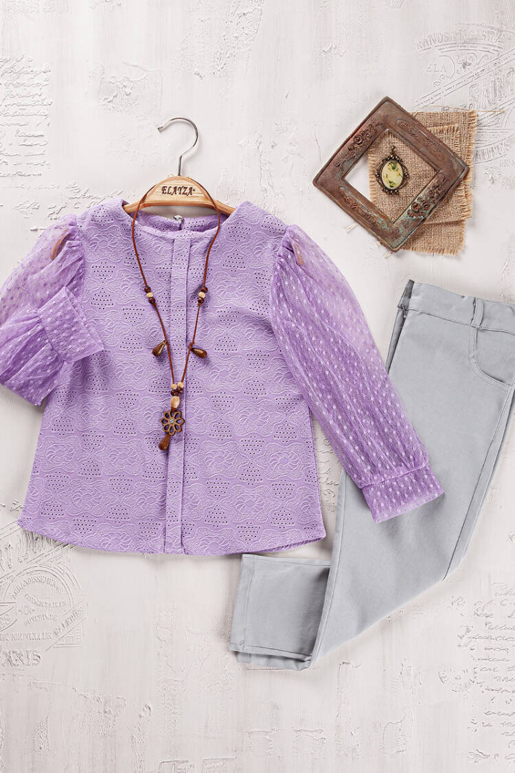 Wholesale Girls Blouse and Trouser Set 5-8 Yaş - Brand: Elayza - Kids & Baby Clothes Wholesale - Globality Store