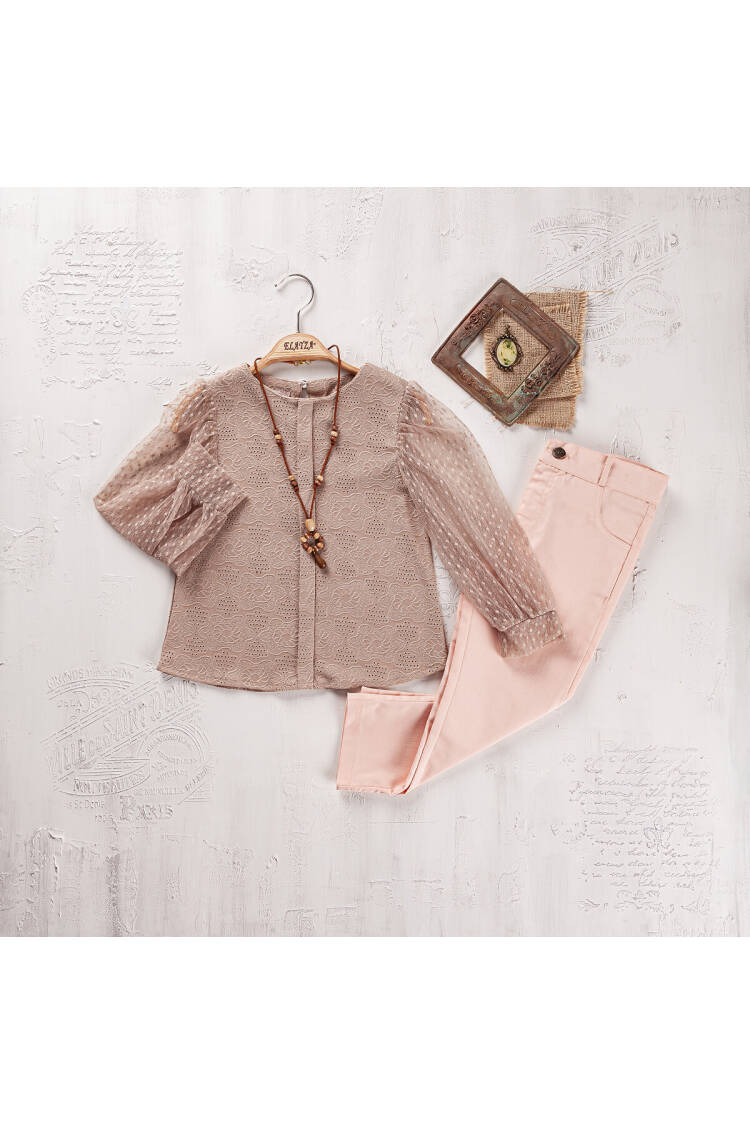 Wholesale Girls Blouse and Trouser Set 5-8 Yaş - Brand: Elayza - Kids & Baby Clothes Wholesale - Globality Store