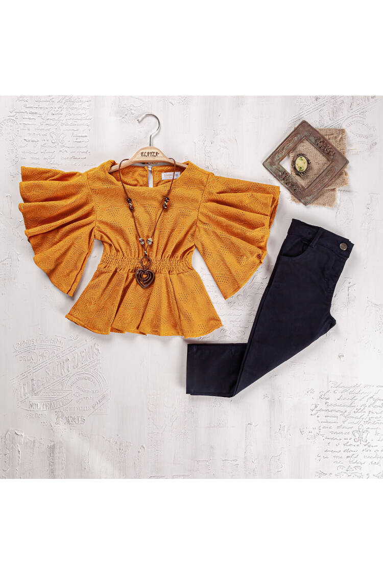 Wholesale Girls Blouse and Trouser Set 9-12 Yaş - Brand: Elayza - Kids & Baby Clothes Wholesale - Globality Store