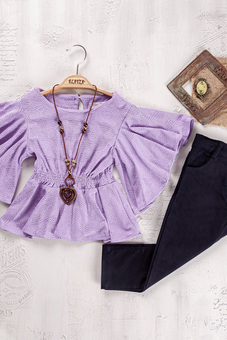 Wholesale Girls Blouse and Trouser Set 9-12 Yaş - Brand: Elayza - Kids & Baby Clothes Wholesale - Globality Store