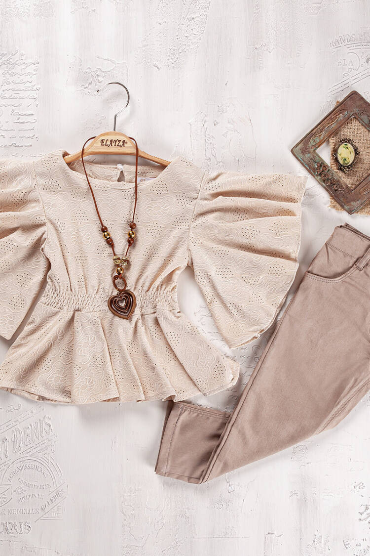 Wholesale Girls Blouse and Trouser Set 9-12 Yaş - Brand: Elayza - Kids & Baby Clothes Wholesale - Globality Store