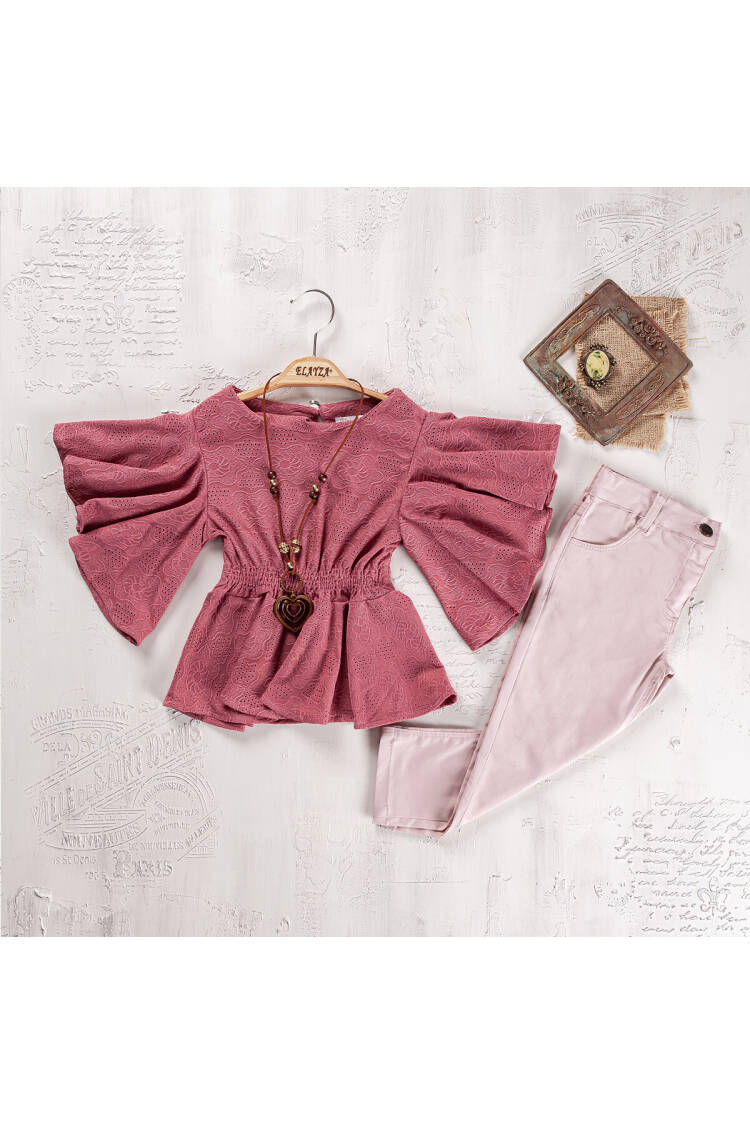 Wholesale Girls Blouse and Trouser Set 9-12 Yaş - Brand: Elayza - Kids & Baby Clothes Wholesale - Globality Store
