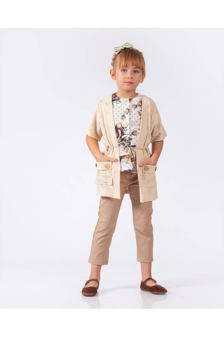 Wholesale Girls Blouse, Cardigan and Pants Set 9-12Y - Brand: Elayza - Kids & Baby Clothes Wholesale - Globality Store