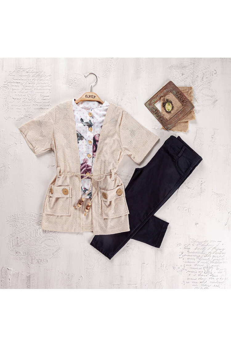 Wholesale Girls Blouse, Cardigan and Pants Set 9-12Y - Brand: Elayza - Kids & Baby Clothes Wholesale - Globality Store