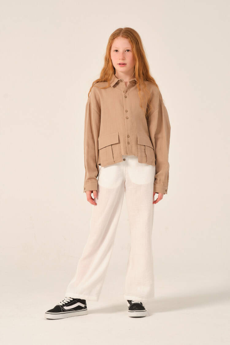 Wholesale Girls Button Detailed Wide Leg Pants 8-15Y - Brand: Jazziee - Kids & Baby Clothes Wholesale - Globality Store
