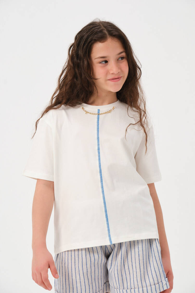 Wholesale Girls Chain Necklace Detailed Printed T-shirt 8-15Y - Brand: Jazziee - Kids & Baby Clothes Wholesale - Globality Store