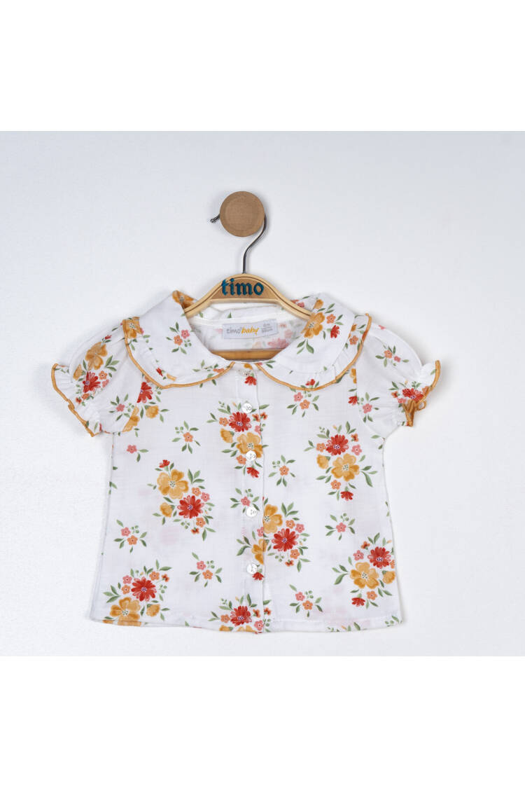 Wholesale Girl's Collar Detailed Patterned Blouse 6-24M - Brand: Timo - Kids & Baby Clothes Wholesale - Globality Store