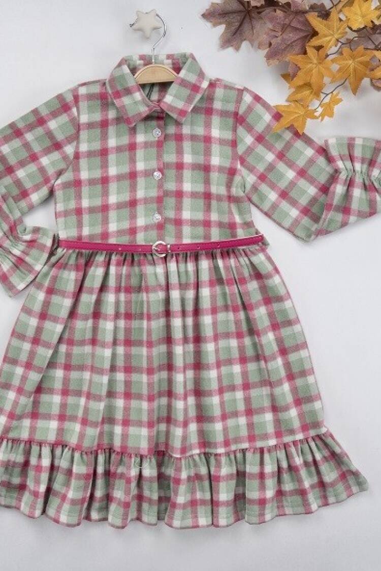 Wholesale Girls Dress with Belt and Plaid 7-10Y Busra Bebe - Brand: Büşra Bebe - Kids & Baby Clothes Wholesale - Globality Store