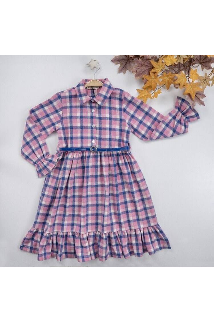 Wholesale Girls Dress with Belt and Plaid 7-10Y Busra Bebe - Brand: Büşra Bebe - Kids & Baby Clothes Wholesale - Globality Store