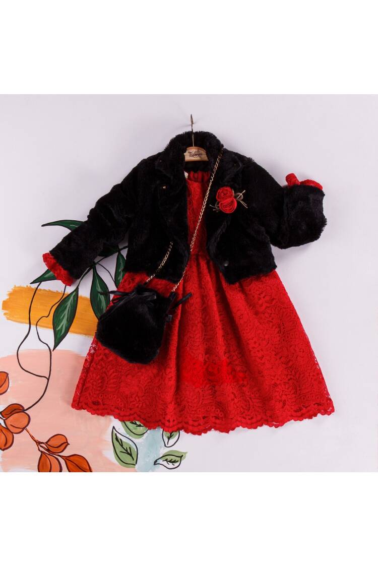 Wholesale Girls Dress with Fur Jacket and Bag 2-6Y - Brand: Miss Lore - Kids & Baby Clothes Wholesale - Globality Store