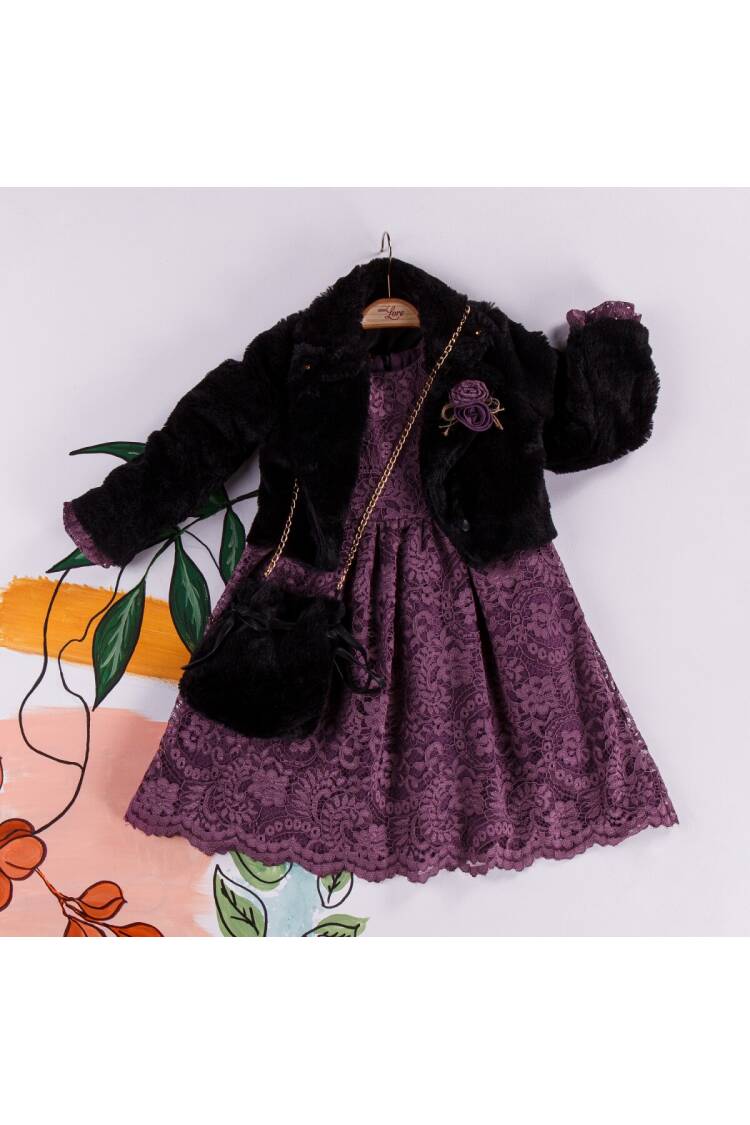 Wholesale Girls Dress with Fur Jacket and Bag 2-6Y - Brand: Miss Lore - Kids & Baby Clothes Wholesale - Globality Store