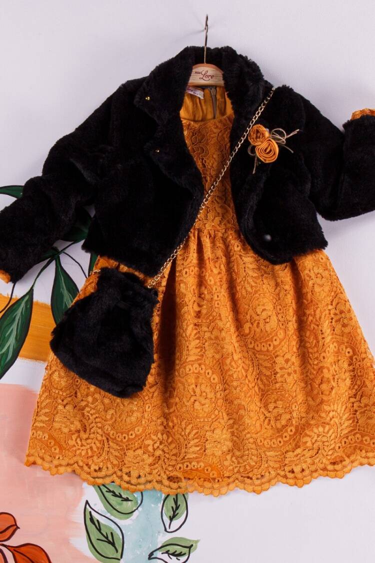 Wholesale Girls Dress with Fur Jacket and Bag 2-6Y - Brand: Miss Lore - Kids & Baby Clothes Wholesale - Globality Store
