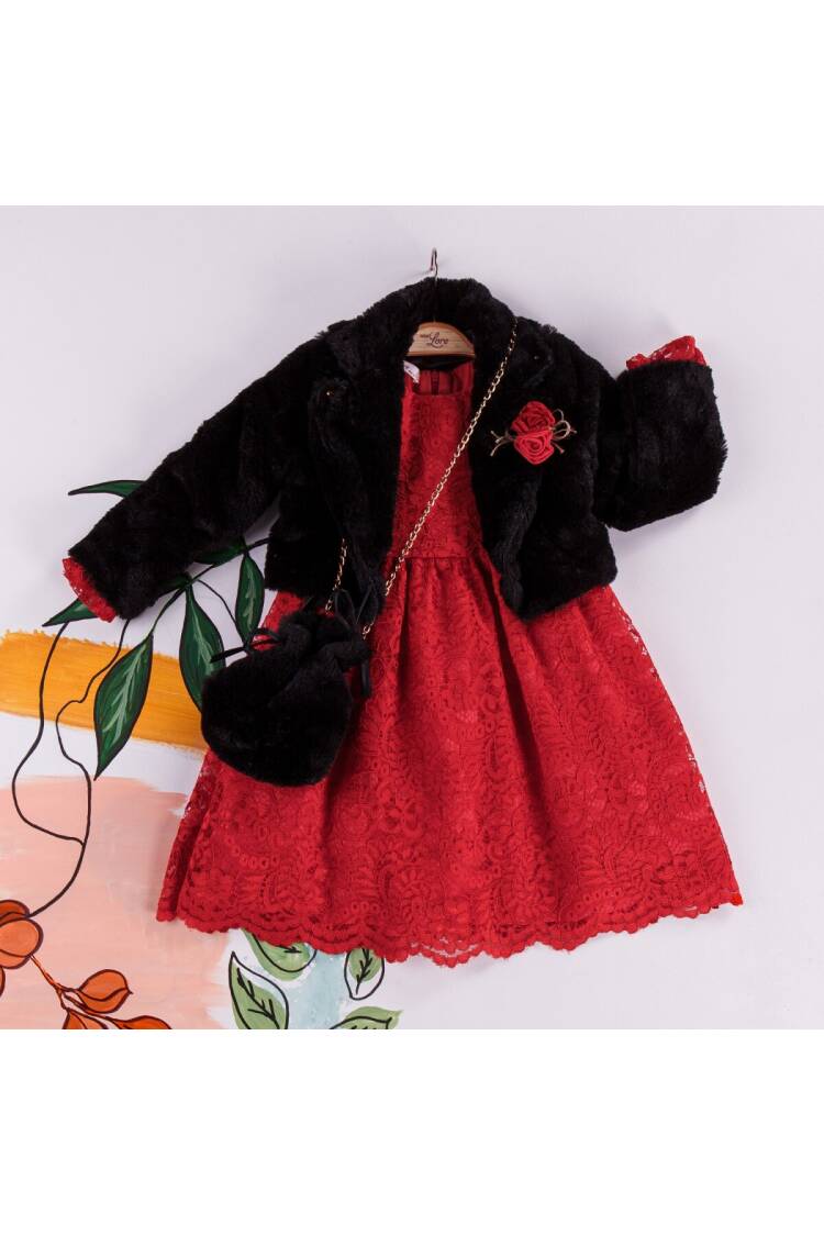 Wholesale Girls Dress with Fur Jacket and Bag 2-6Y - Brand: Miss Lore - Kids & Baby Clothes Wholesale - Globality Store