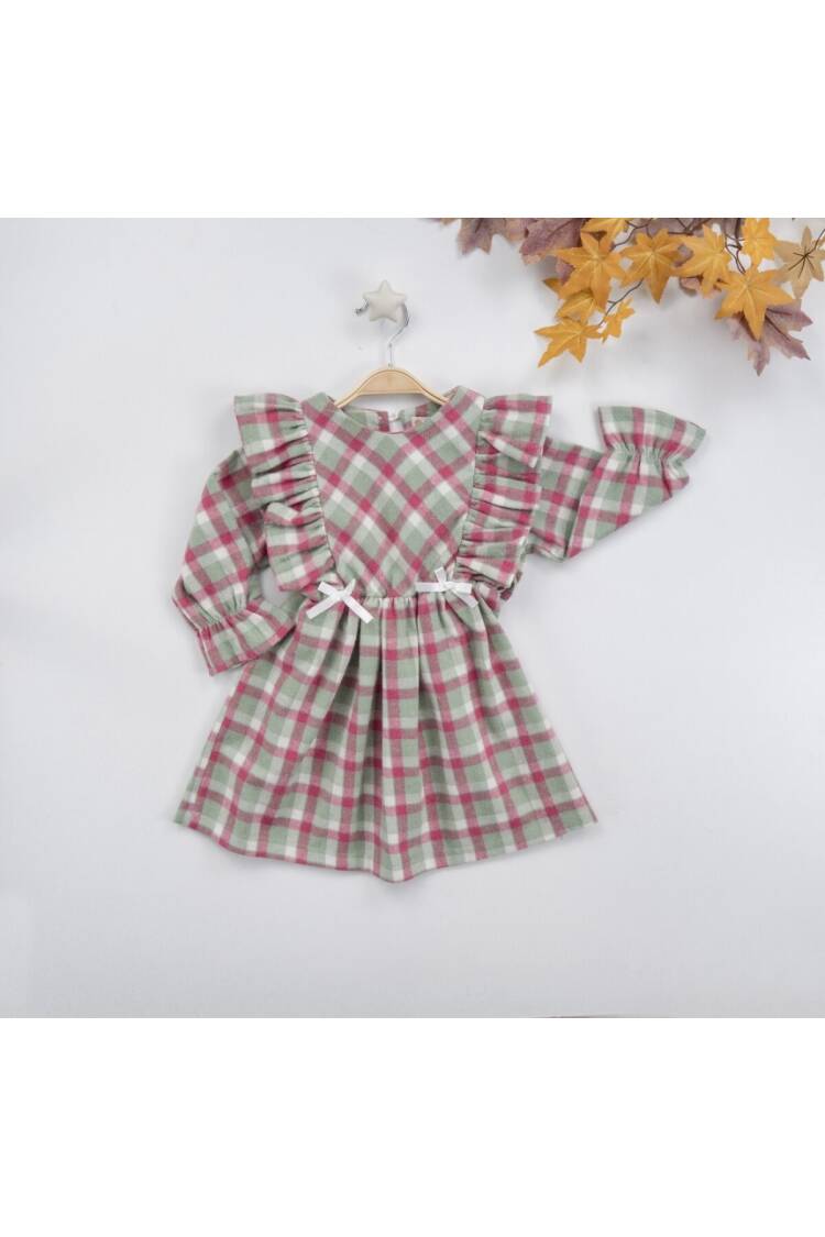 Wholesale Girls Dress with Ruffled and Plaid 3-6Y Busra Bebe - Brand: Büşra Bebe - Kids & Baby Clothes Wholesale - Globality Store