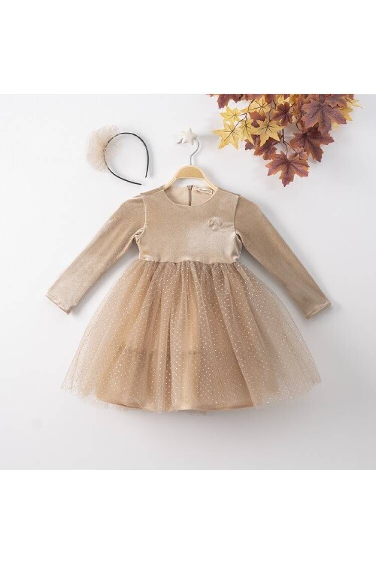 Wholesale Girls Dress with Tulle and Hairclip - Brand: Büşra Bebe - Kids & Baby Clothes Wholesale - Globality Store