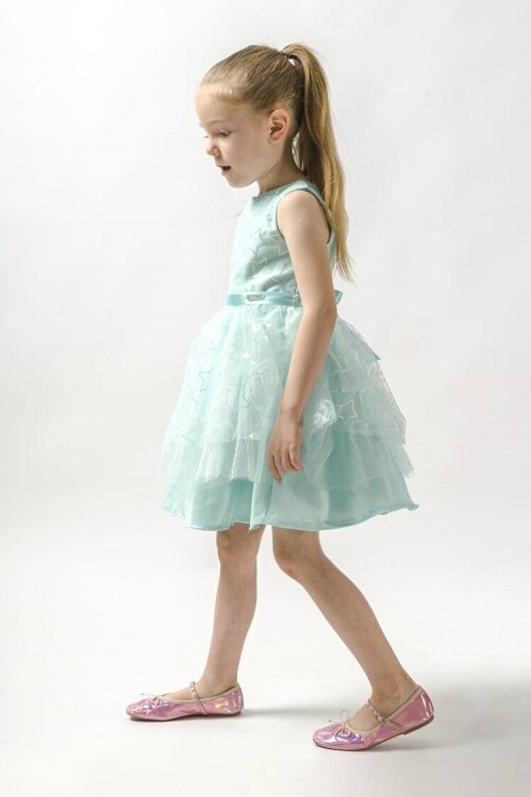 Wholesale Girls Dress with Tulle Stars Patterned 2-5Y - Brand: Wecan - Kids & Baby Clothes Wholesale - Globality Store