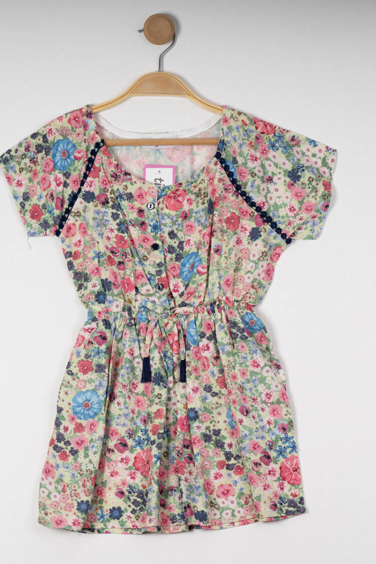 Wholesale Girl's Flower Patterned Dress 6-9Y - Brand: Timo - Women & Kids, Baby Clothes Wholesale - Globality Store