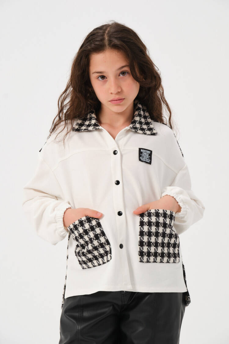 Wholesale Girls Houndstooth Patterned Shirt 8-15Y - Brand: Jazziee - Kids & Baby Clothes Wholesale - Globality Store
