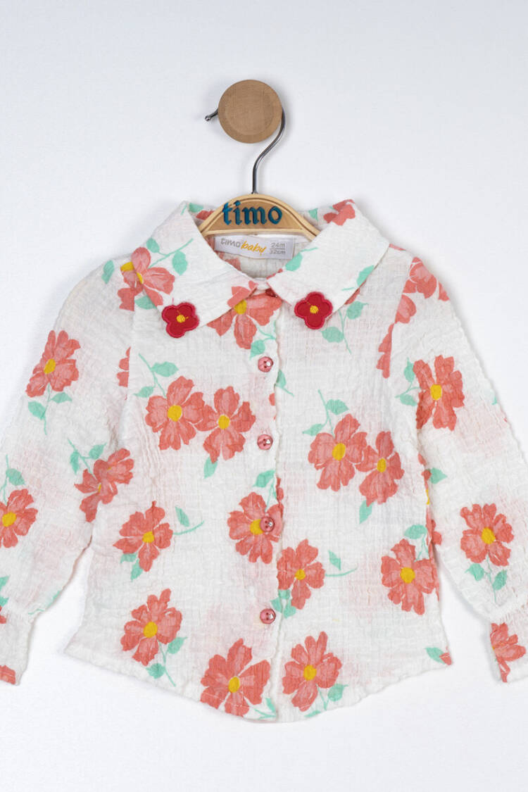 Wholesale Girl's Long Sleeve Flower Patterned Shirt 2-5Y - Brand: Timo - Kids & Baby Clothes Wholesale - Globality Store