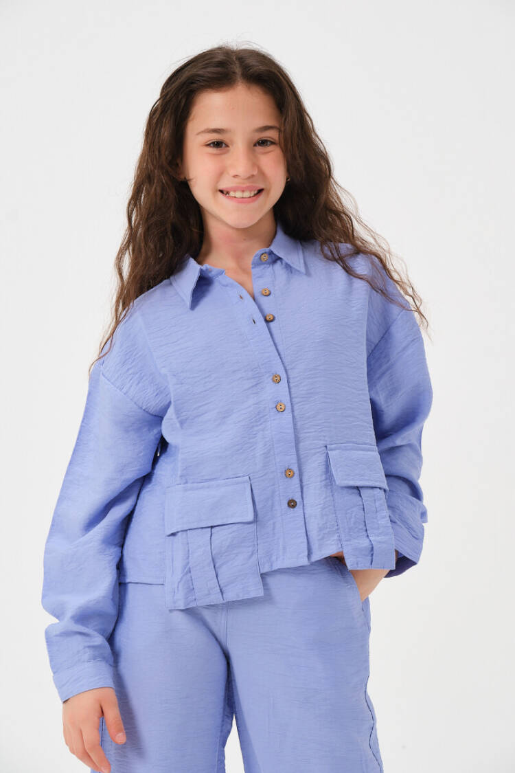 Wholesale Girls Long Sleeve Shirt with Pockets 8-15Y - Brand: Jazziee - Kids & Baby Clothes Wholesale - Globality Store