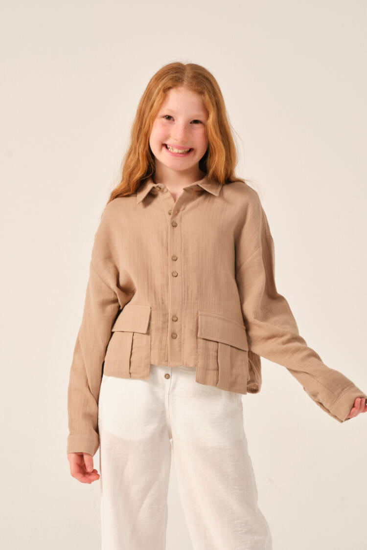 Wholesale Girls Long Sleeve Shirt with Pockets 8-15Y - Brand: Jazziee - Kids & Baby Clothes Wholesale - Globality Store