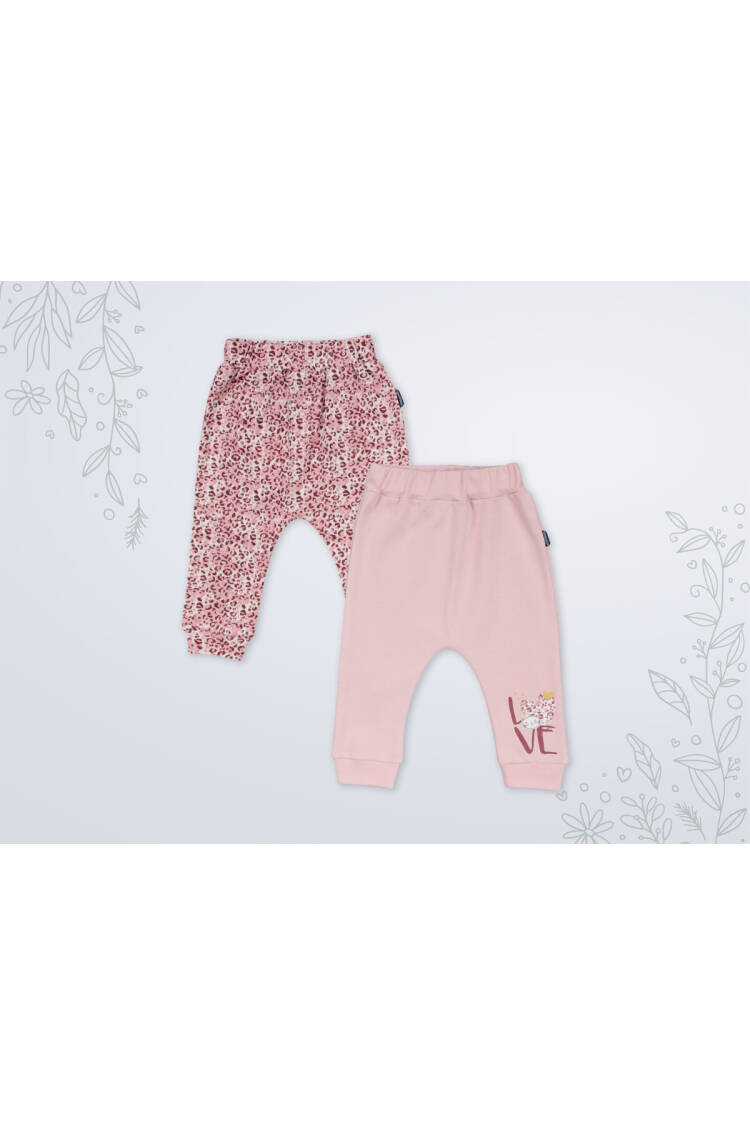 Wholesale Girl's Patterned 2 Pairs of Trousers 3-18M - Brand: Miniworld - Kids & Baby Clothes Wholesale - Globality Store