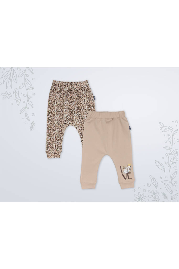 Wholesale Girl's Patterned 2 Pairs of Trousers 3-18M - Brand: Miniworld - Kids & Baby Clothes Wholesale - Globality Store
