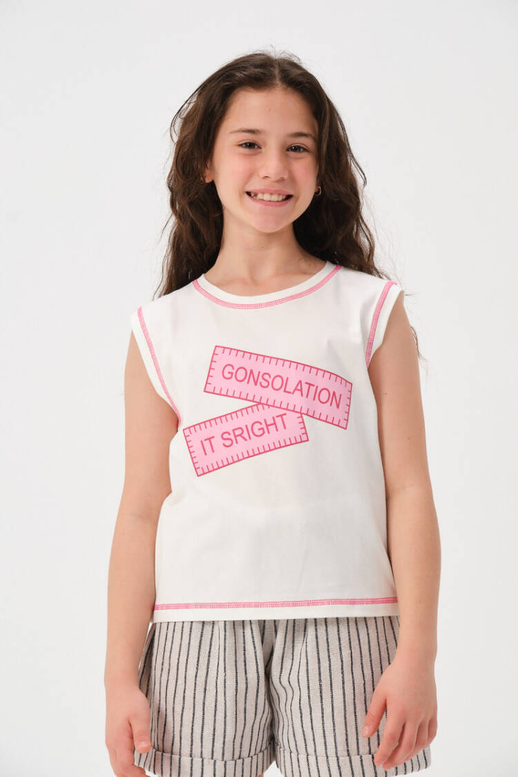 Wholesale Girls Printed Sleeveless T-shirt 8-15Y - Brand: Jazziee - Kids & Baby Clothes Wholesale - Globality Store