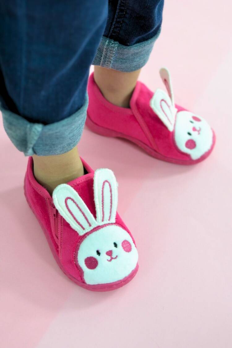 Wholesale Girls Rabbit Embroidered Home Slippers 23-30 EU - Brand: Firststep - Kids & Baby Clothes Wholesale - Globality Store