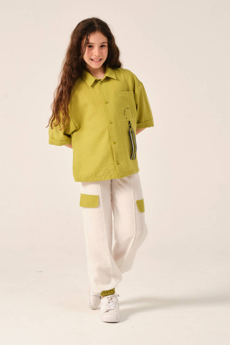 Wholesale Girls Short Sleeve Shirt with Accessory Detail and Pockets 8-15Y - Brand: Jazziee - Kids & Baby Clothes Wholesale - Globality Store