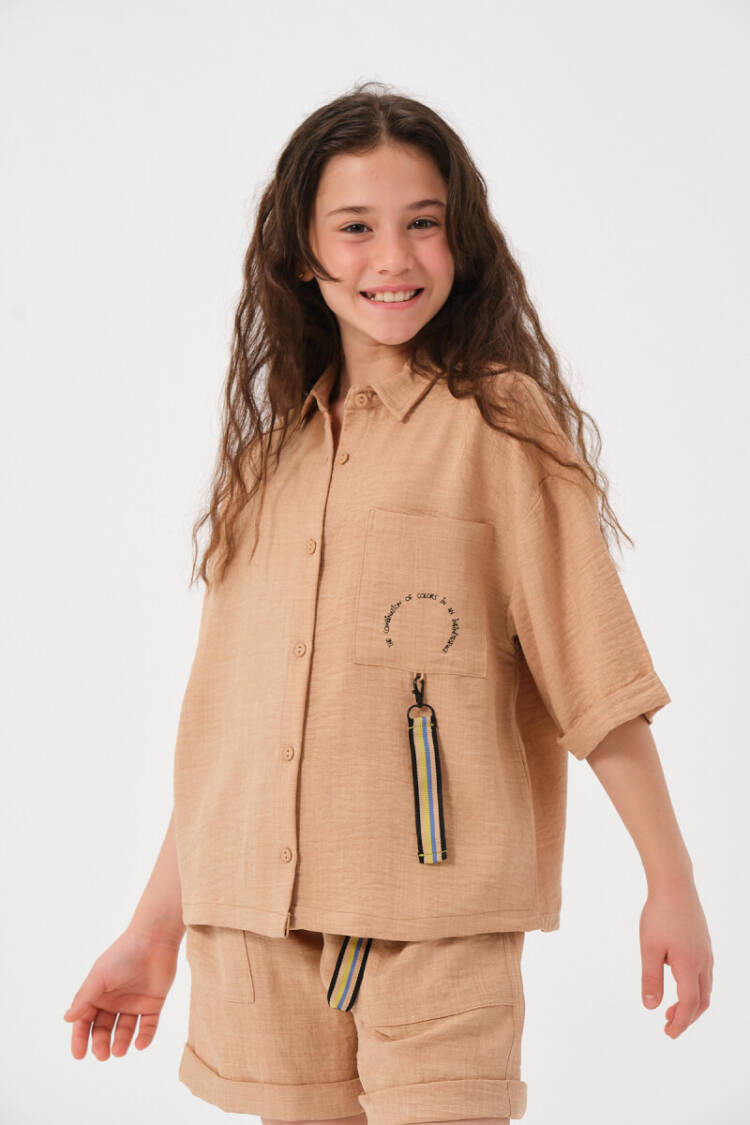 Wholesale Girls Short Sleeve Shirt with Accessory Detail and Pockets 8-15Y - Brand: Jazziee - Kids & Baby Clothes Wholesale - Globality Store