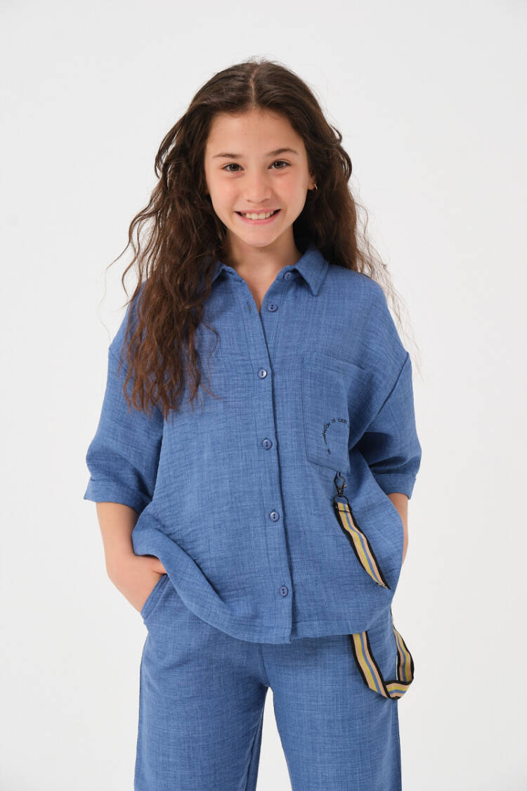 Wholesale Girls Short Sleeve Shirt with Accessory Detail and Pockets 8-15Y - Brand: Jazziee - Kids & Baby Clothes Wholesale - Globality Store