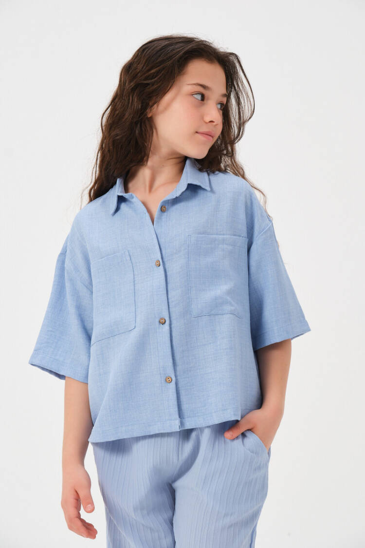 Wholesale Girls Short Sleeve Shirt with Pockets 8-15Y - Brand: Jazziee - Kids & Baby Clothes Wholesale - Globality Store