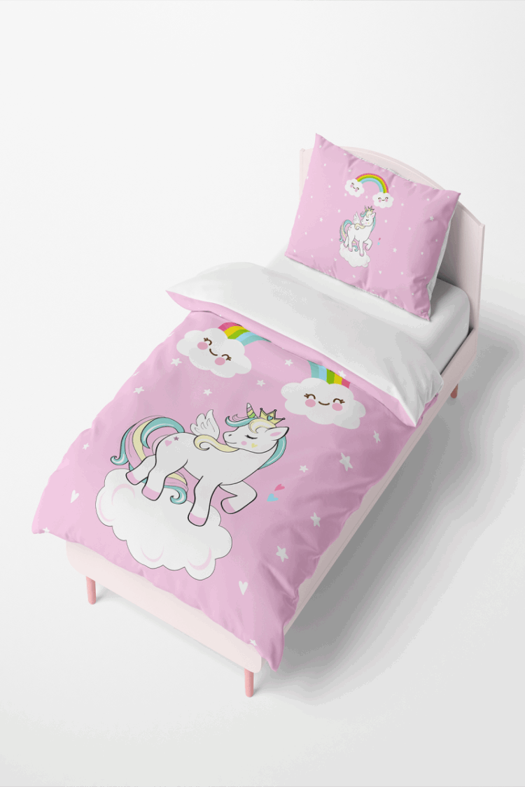 Wholesale Girls' Unicorn Patterned Duvet Cover Set 160*220cm