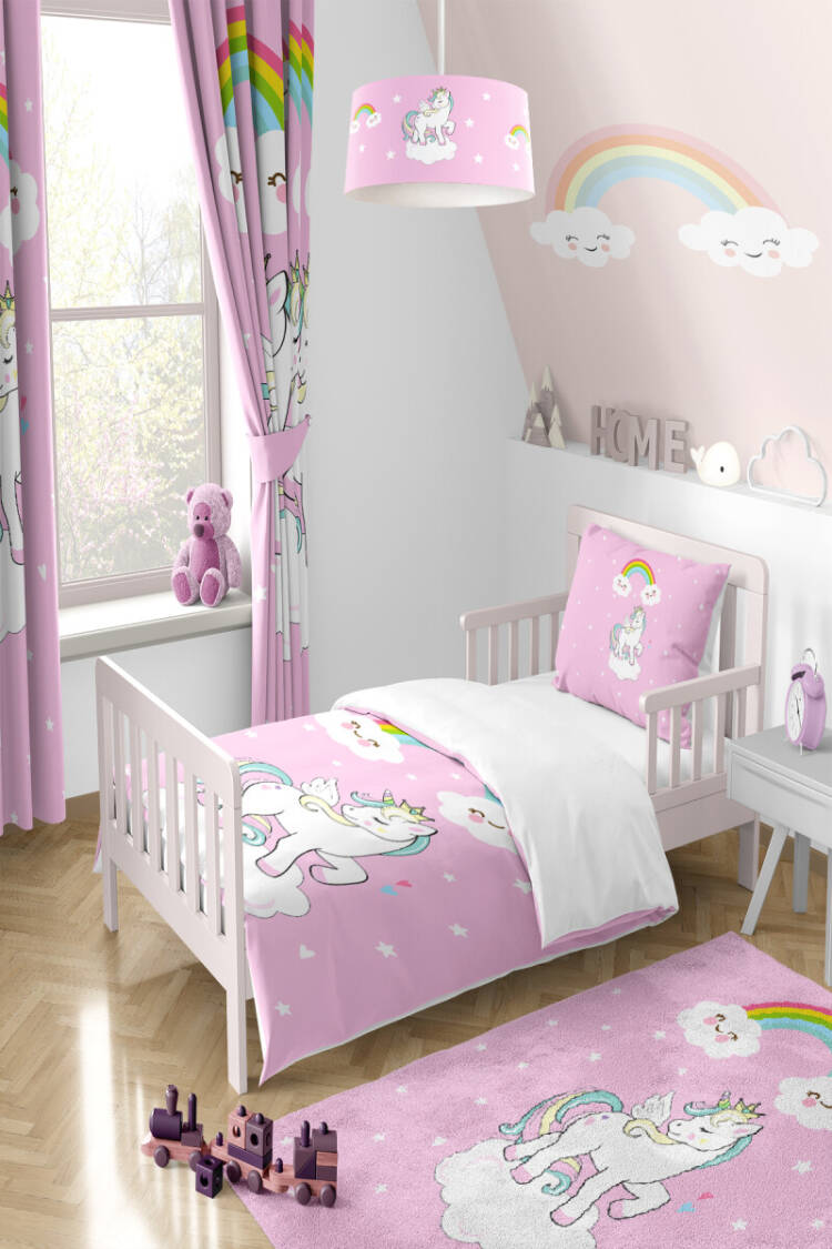 Wholesale Girls' Unicorn Patterned Duvet Cover Set 160*220cm