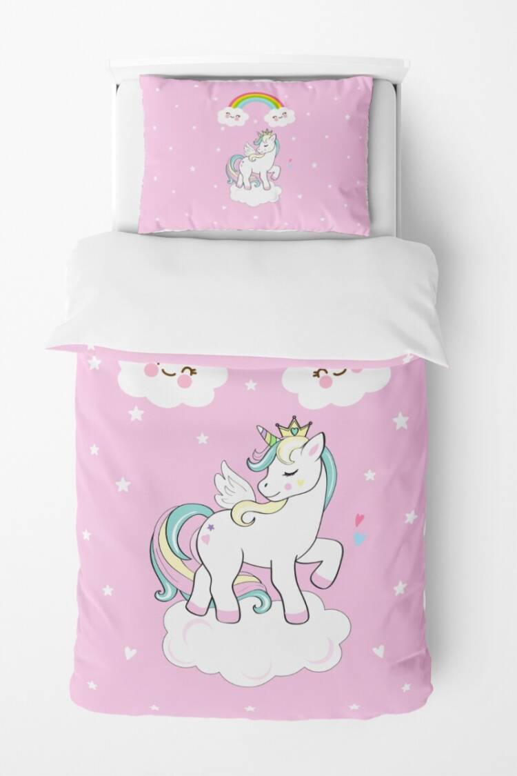 Wholesale Girls' Unicorn Patterned Duvet Cover Set 160*220cm