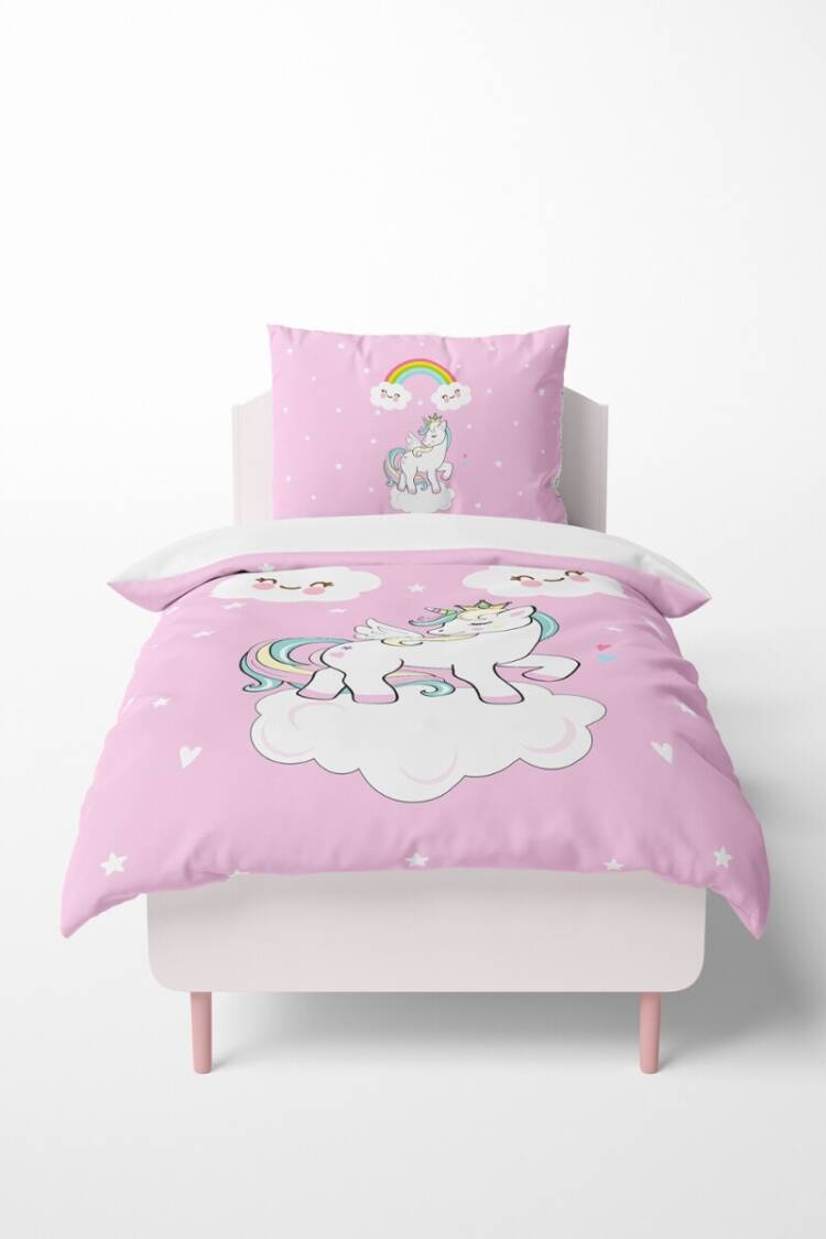 Wholesale Girls' Unicorn Patterned Duvet Cover Set 160*220cm - Brand: Talia Home - Kids & Baby Clothes Wholesale - Globality Store