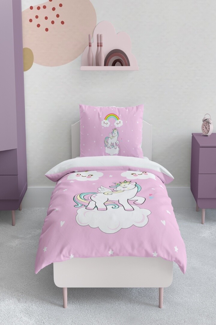 Wholesale Girls' Unicorn Patterned Duvet Cover Set 160*220cm